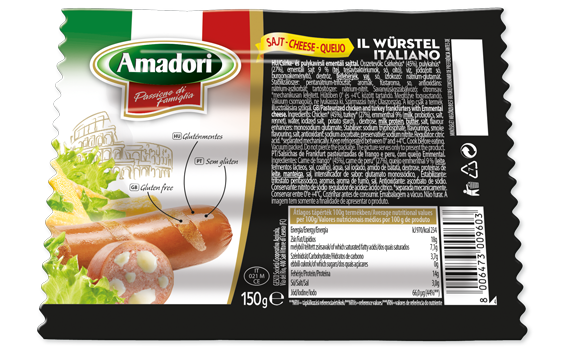 Salchicha Evviva con queso emental derretido